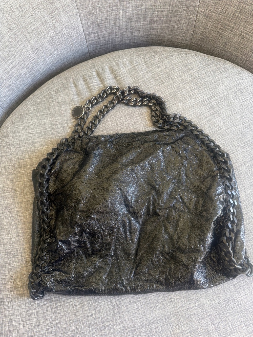 Stella McCartney Black Shiny Chain-Trim Tote - Picture 2 of 11